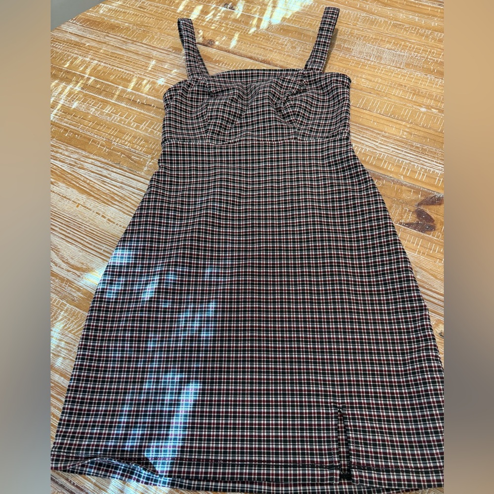 Hollister Red and Black Plaid Mini Dress | XXS Plaid Mini Dress | Hollister